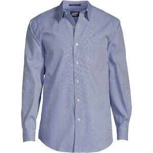 Lands' End No Iron Supima Pinpoint Straight Collar Dress Shirt Big Tall 18.5x35T